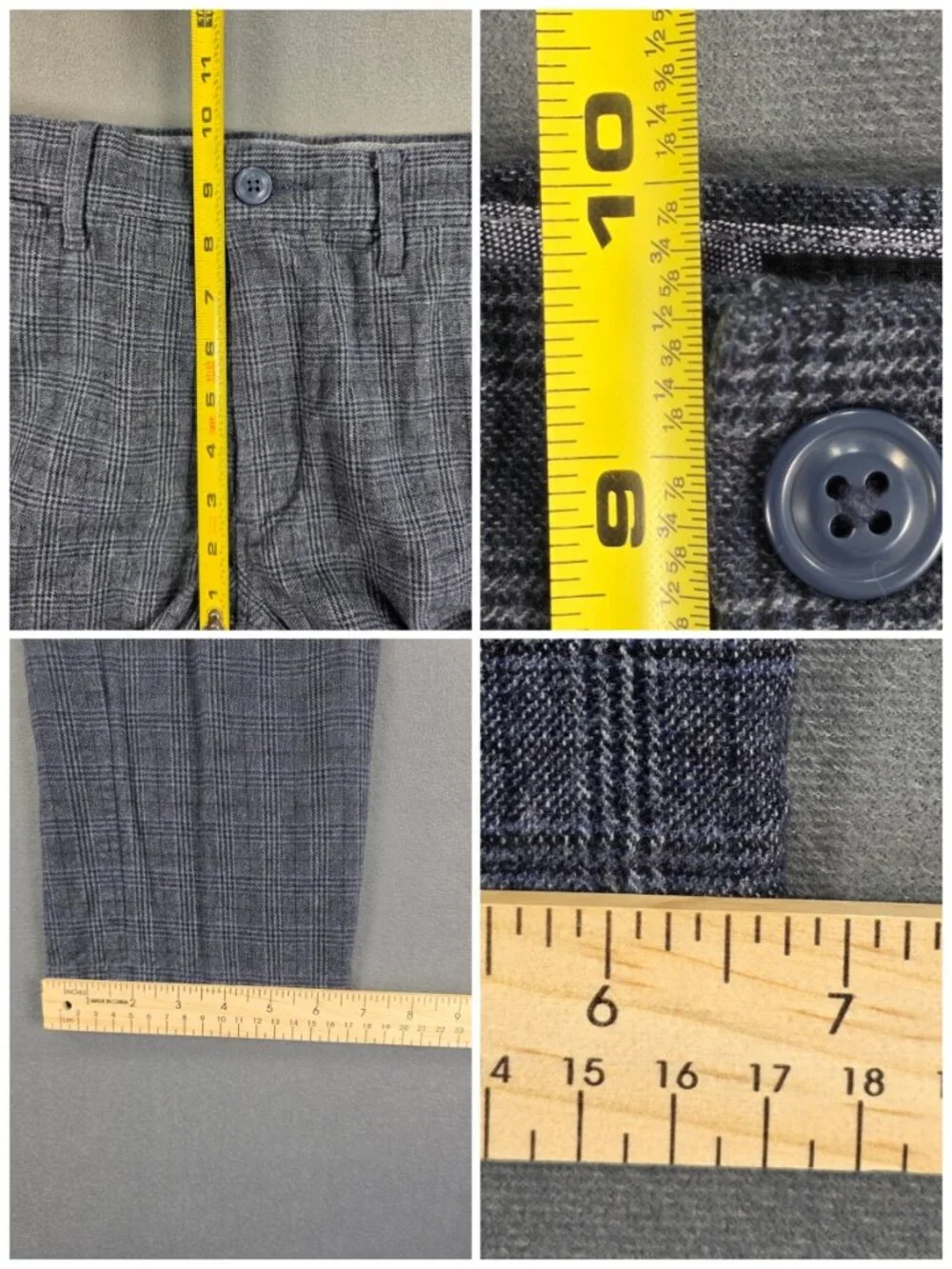 J. Crew 484 Slim Men's Plaid Pants 31x32 Navy Gray Stretch
